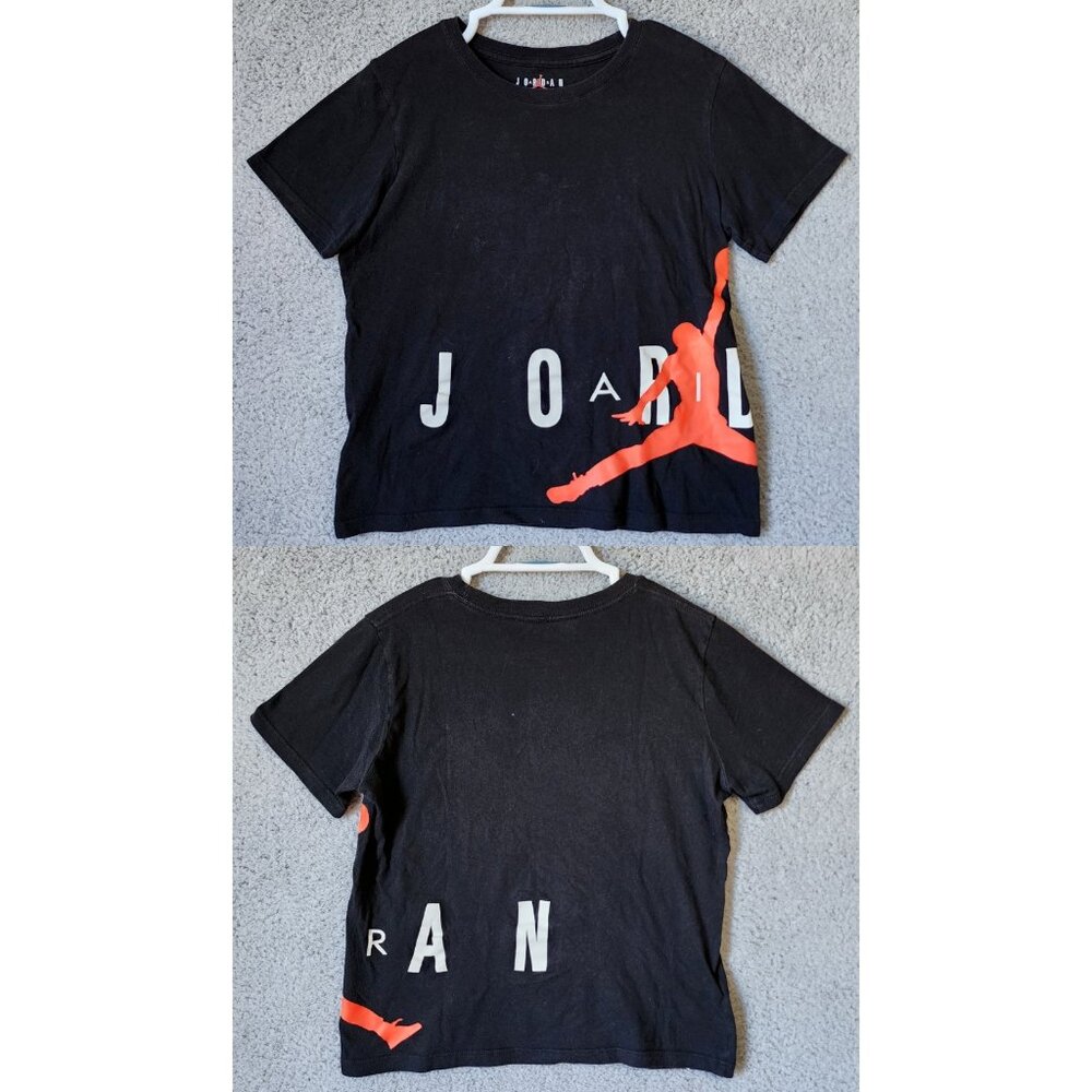 Nike Air Jordan Black Jumpman Spellout Wrap Logo‎ Graphic T Shirt Youth Size M